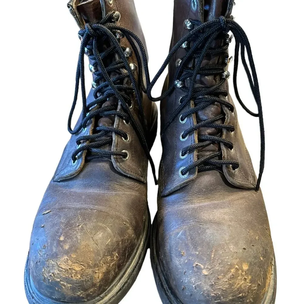 Red Wing Mens 12 Lace Up Boots Heavily Distressed Made in USA Brown Leather